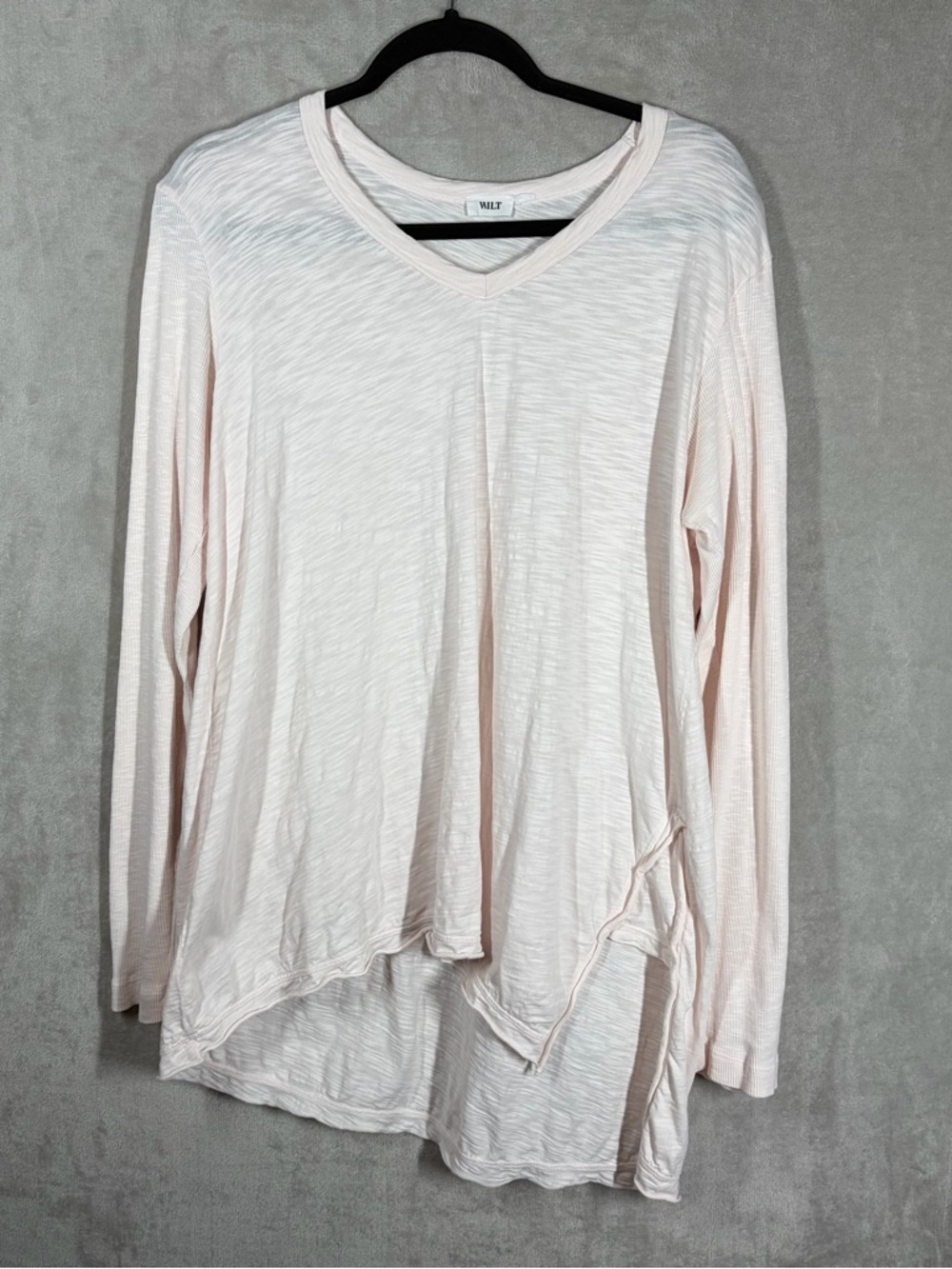 Wilt Asymmetric Slouchy‎ Long Sleeve Tee Shirt Size M Light Pink